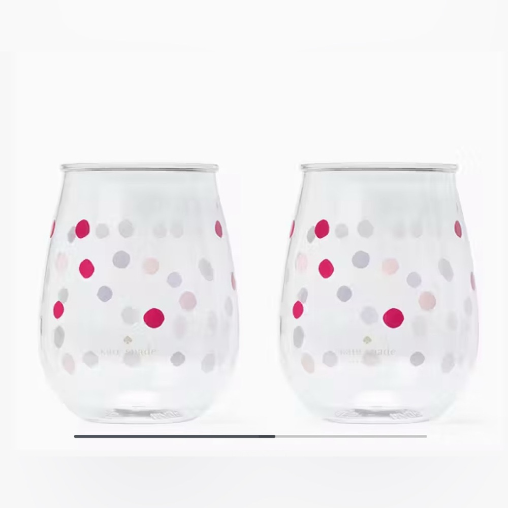 NIB Kate spade glimmer dot stemless wine glass set